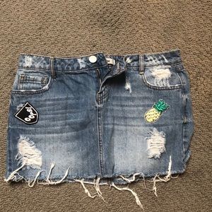 Jeans Mini Skirt with Patches